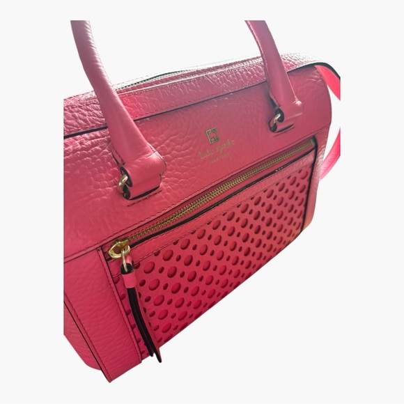 Kate Spade Pink Pebbled Leather Satchel Crossbody Gold Hardware - Picture 12 of 14